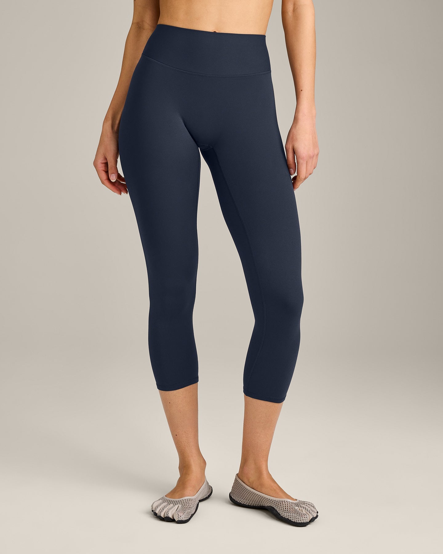 SoftMotion™ 3/4 Length Leggings with Gray Logo | True Blue