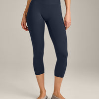 SoftMotion™ 3/4 Length Leggings with Gray Logo | True Blue