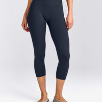 SoftMotion™ 3/4 Length Leggings with Gray Logo | True Blue