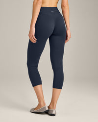 SoftMotion™ 3/4 Length Leggings with Gray Logo | True Blue
