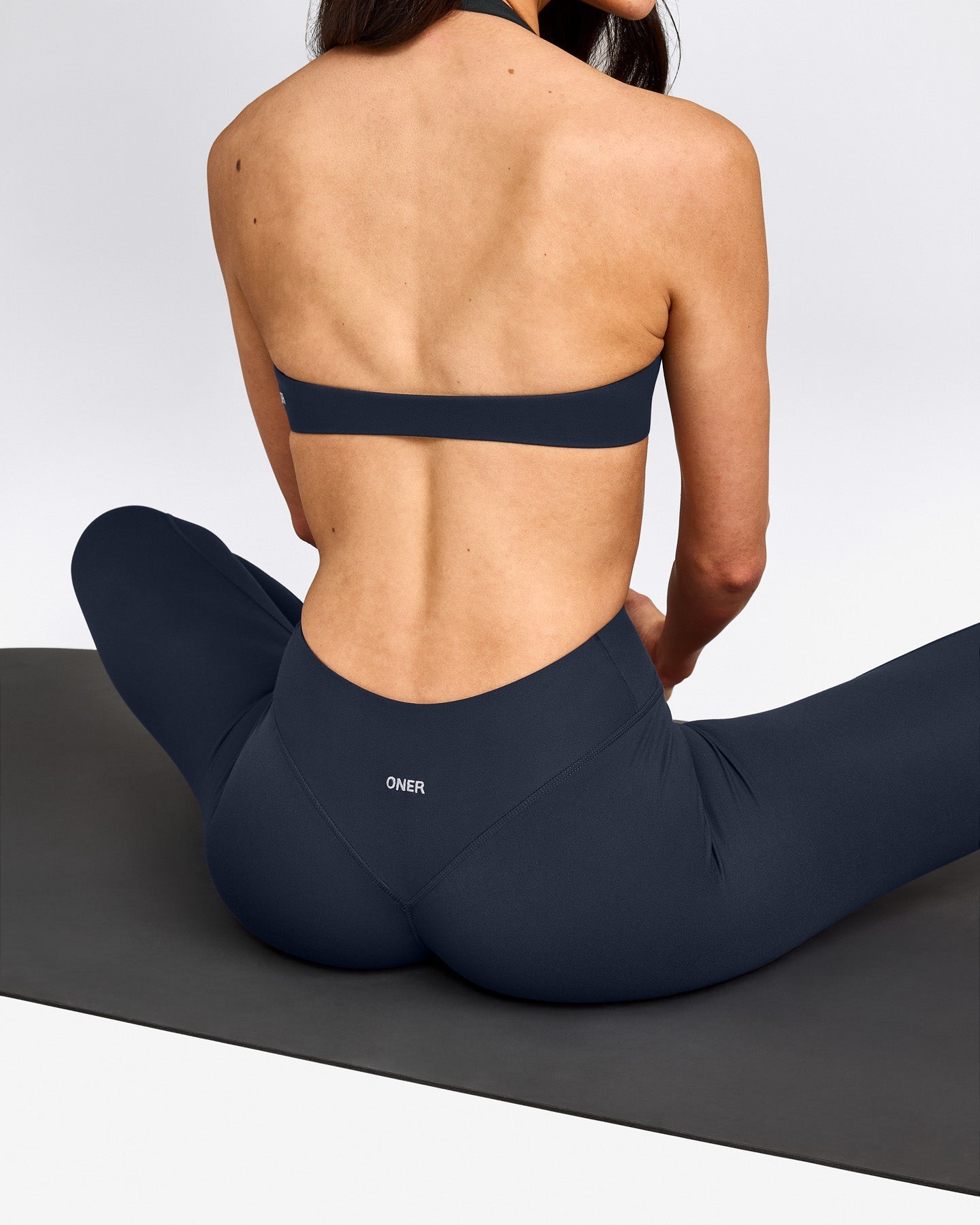 SoftMotion™ 3/4 Length Leggings with Gray Logo | True Blue