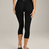 SoftMotion™ 3/4 Length Leggings with Gray Logo | Black