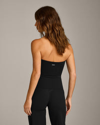 SoftMotion™ Bandeau Tank Top with Built in Bra Shelf with Gray Logo | Black