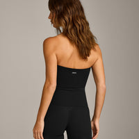 SoftMotion™ Bandeau Tank Top with Built in Bra Shelf with Gray Logo | Black