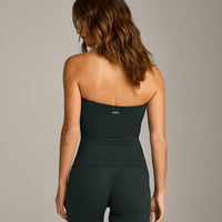 SoftMotion™ Bandeau Tank Top with Built in Bra Shelf with Gray Logo | Emerald Noir