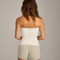 SoftMotion™ Bandeau Tank Top with Built in Bra Shelf with Gray Logo | Marshmallow White