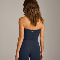 SoftMotion™ Bandeau Tank Top with Built in Bra Shelf with Gray Logo | True Blue