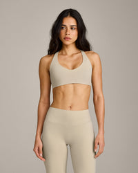 SoftMotion™ Bralette with Gray Logo | Oatmeal