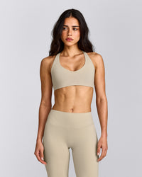 SoftMotion™ Bralette with Gray Logo | Oatmeal