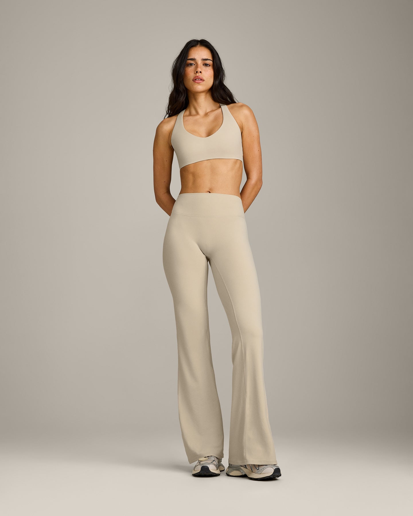 SoftMotion™ Bralette with Gray Logo | Oatmeal