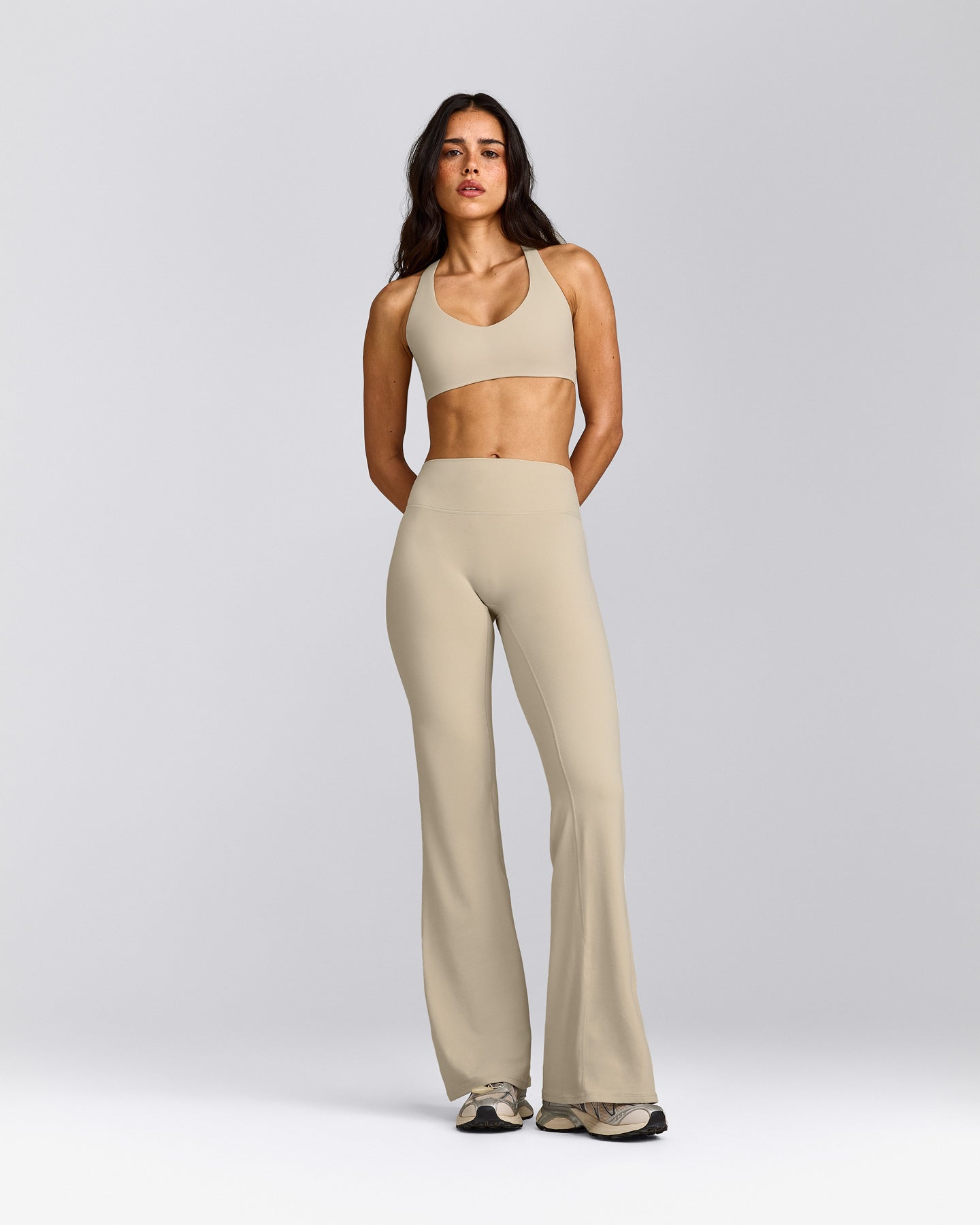 SoftMotion™ Bralette with Gray Logo | Oatmeal