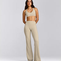 SoftMotion™ Bralette with Gray Logo | Oatmeal