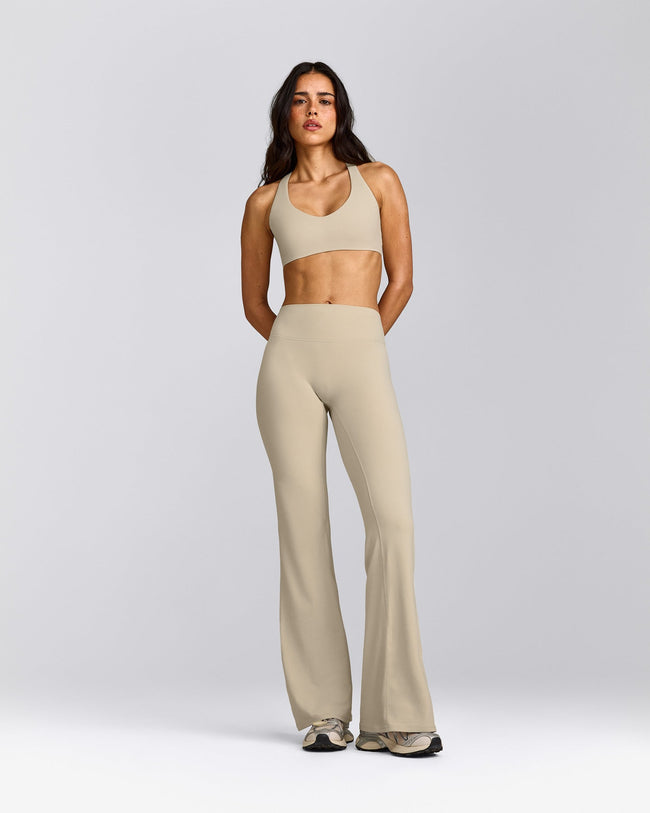SoftMotion™ Bralette with Gray Logo | Oatmeal