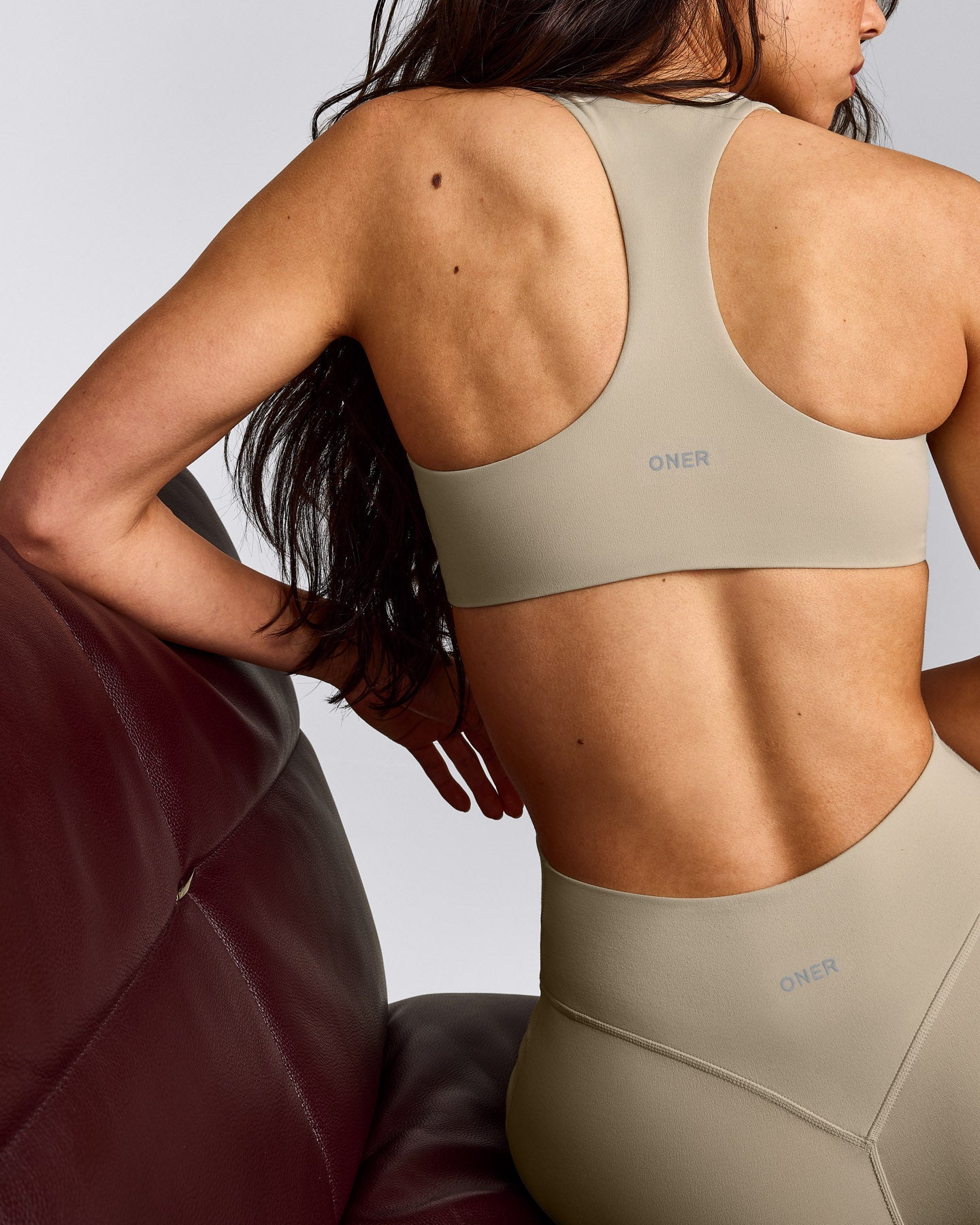 SoftMotion™ Bralette with Gray Logo | Oatmeal