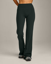 SoftMotion™ Flared Pants with Gray Logo | Emerald Noir