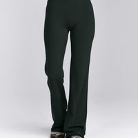 SoftMotion™ Flared Pants with Gray Logo | Emerald Noir