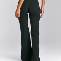 SoftMotion™ Flared Pants with Gray Logo | Emerald Noir