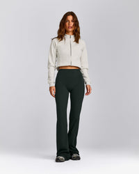 SoftMotion™ Flared Pants with Gray Logo | Emerald Noir