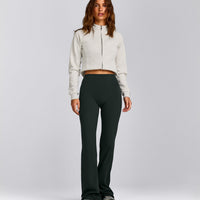 SoftMotion™ Flared Pants with Gray Logo | Emerald Noir