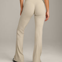 SoftMotion™ Flared Pants with Gray Logo | Oatmeal