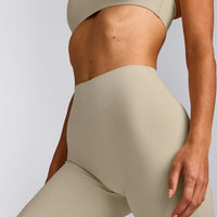 SoftMotion™ Flared Pants with Gray Logo | Oatmeal