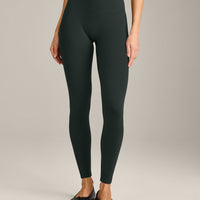 SoftMotion™ High Waisted Leggings with Gray Logo | Emerald Noir