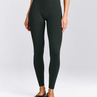 SoftMotion™ High Waisted Leggings with Gray Logo | Emerald Noir
