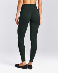 SoftMotion™ High Waisted Leggings with Gray Logo | Emerald Noir
