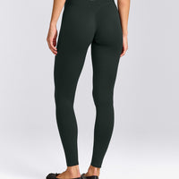 SoftMotion™ High Waisted Leggings with Gray Logo | Emerald Noir