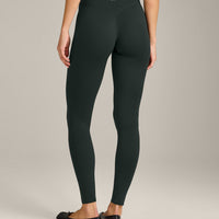 SoftMotion™ High Waisted Leggings with Gray Logo | Emerald Noir