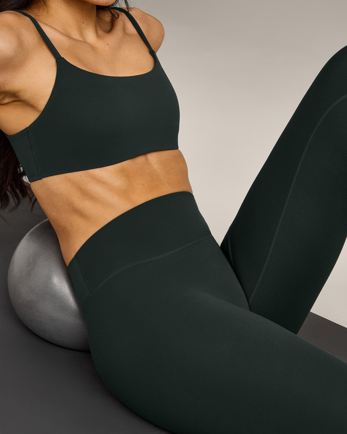 SoftMotion™ High Waisted Leggings with Gray Logo | Emerald Noir