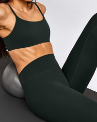 SoftMotion™ High Waisted Leggings with Gray Logo | Emerald Noir
