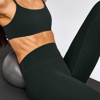 SoftMotion™ High Waisted Leggings with Gray Logo | Emerald Noir