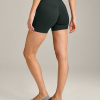 SoftMotion™ High Waisted Shorts 6" with Gray Logo | Emerald Noir