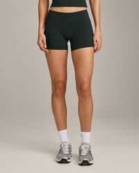 SoftMotion™ Mid Rise Shorts 4" with Gray Logo | Emerald Noir