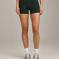 SoftMotion™ Mid Rise Shorts 4" with Gray Logo | Emerald Noir