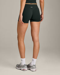 SoftMotion™ Mid Rise Shorts 4" with Gray Logo | Emerald Noir