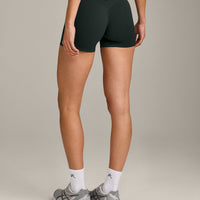 SoftMotion™ Mid Rise Shorts 4" with Gray Logo | Emerald Noir