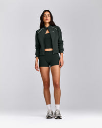 SoftMotion™ Mid Rise Micro Shorts 4" with Grey Logo | Emerald Noir