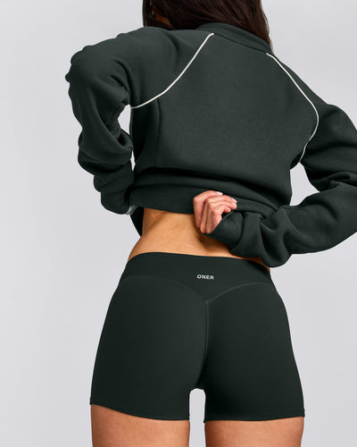 SoftMotion™ Mid Rise Micro Shorts 4" with Grey Logo | Emerald Noir