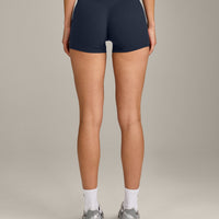 SoftMotion™ Mid Rise Shorts 4" with Gray Logo | True Blue