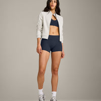SoftMotion™ Mid Rise Shorts 4" with Gray Logo | True Blue