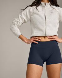 SoftMotion™ Mid Rise Shorts 4" with Gray Logo | True Blue