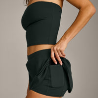 SoftMotion™ Skort with Pockets with Gray Logo | Emerald Noir