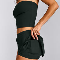 SoftMotion™ Skort with Pockets with Gray Logo | Emerald Noir