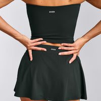 SoftMotion™ Skort with Pockets with Gray Logo | Emerald Noir