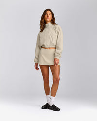 SoftMotion™ Skort with Pockets with Gray Logo | Oatmeal