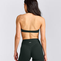 SoftMotion™ Minimal Halter Neck Bralette with Gray Logo | Emerald Noir