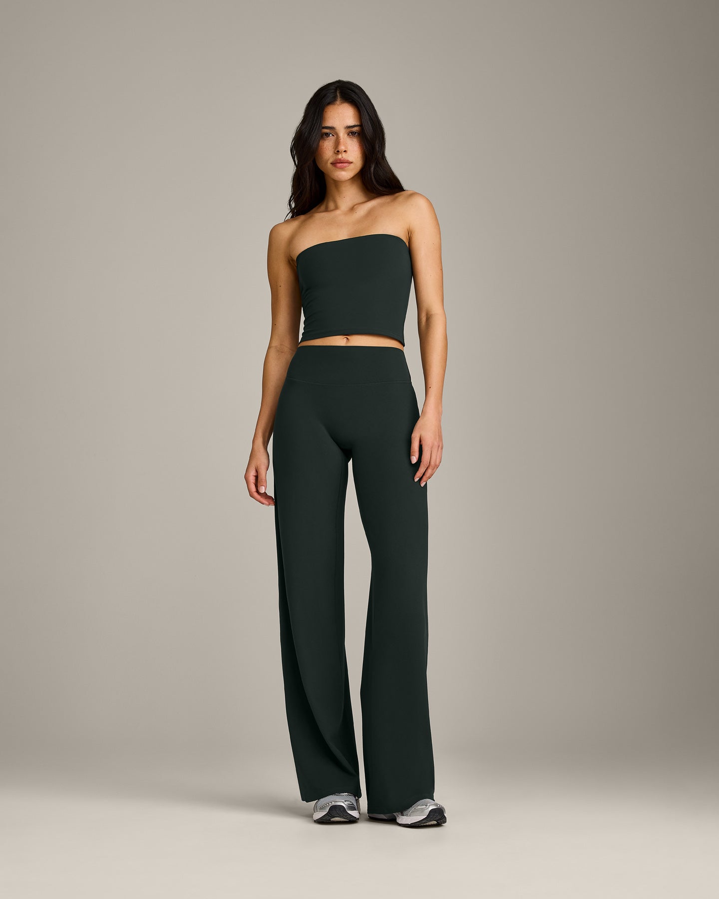 SoftMotion™ Straight Leg Pants with Gray Logo | Emerald Noir