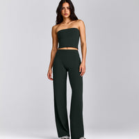 SoftMotion™ Straight Leg Pants with Gray Logo | Emerald Noir